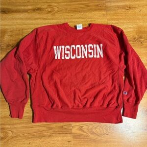 Vintage University Of Wisconsin Champion Reverse Weave Crewneck XL Red